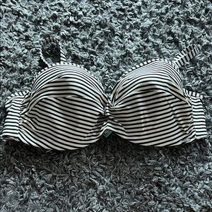 Panache Black and White Striped Swim Top
